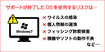 サポートが終了したOSを使用するリスクは・・・